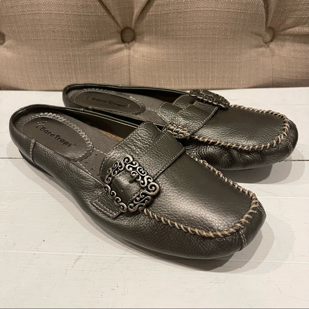 Baretraps Pixy Leather upper Slip-on Graphite Gray shoes Sz 8.5